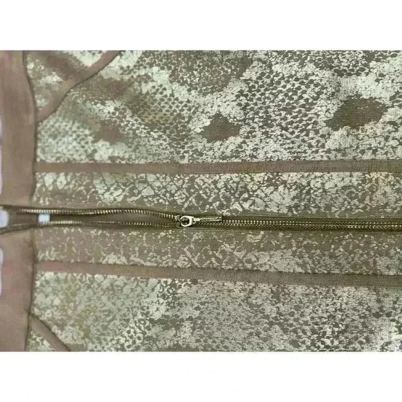 GUESS-Womens Metallic Snake Print Pencil Skirt Zip Up Beige Size Large NWT - Picture 10 of 16